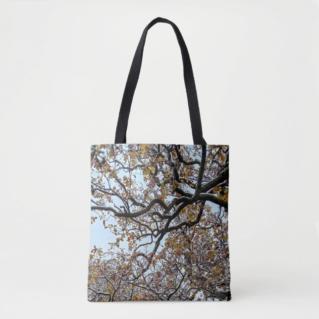 Branches, with orange leaves and snow tote bag (Front)