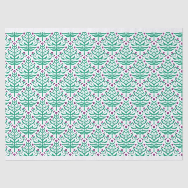 Branching floral pattern variety pack of gift wrap tissue paper (Front)