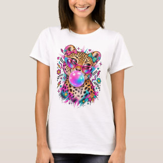 Brand: Bubble Animal Art Cute Leopard Glasses Blo T-Shirt