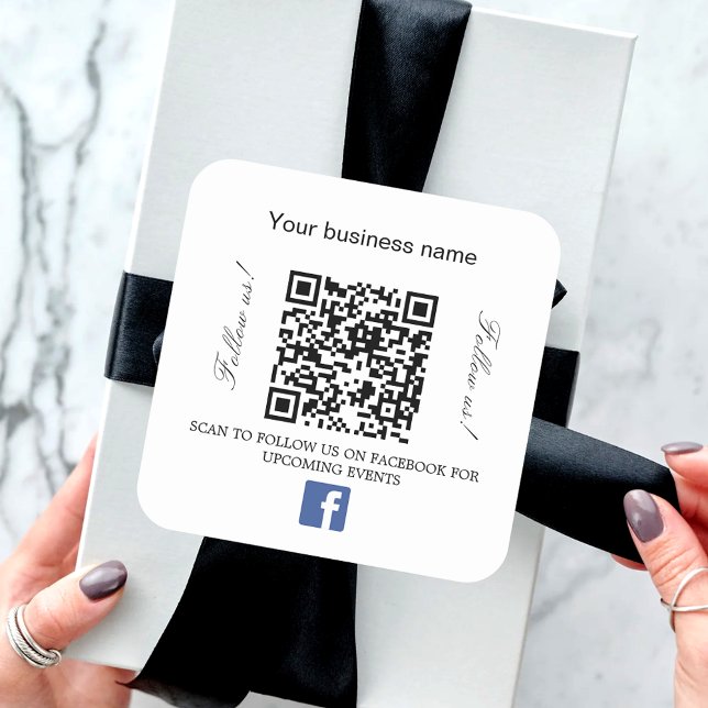Brand colour business name qr code Facebook Square Sticker (Creator Uploaded)
