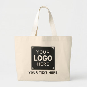 Brand Logo and Text Design Large Tote Bag