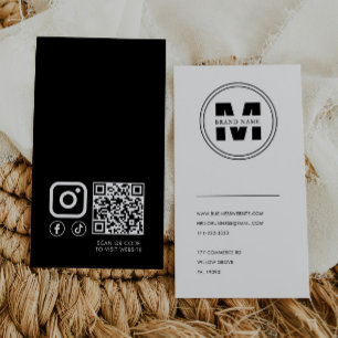 Brand Name Monogram Minimalist Qr Code Business Card