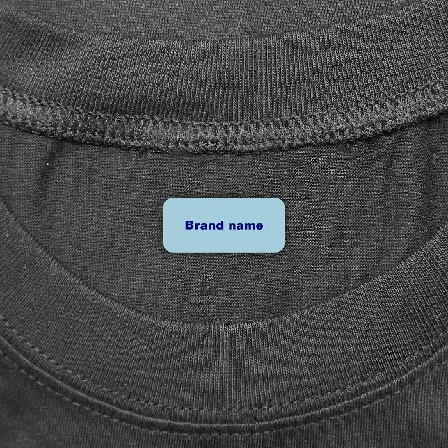 Brand Name On Light Blue Rectangle Clothing Labels (Light blue rectangle clothing label with your brand name)