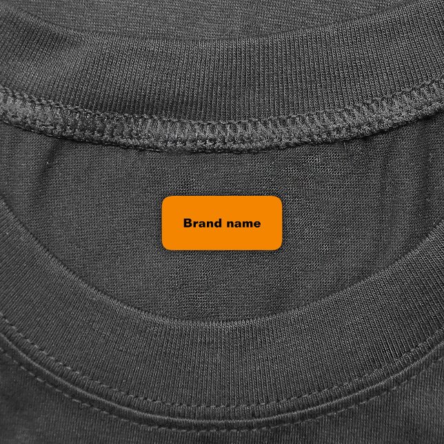 Brand Name On Orange Rectangle Clothing Labels (Orange rectangle clothing label with your brand name)