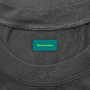 Brand Name On Teal Rectangle Clothing Labels
