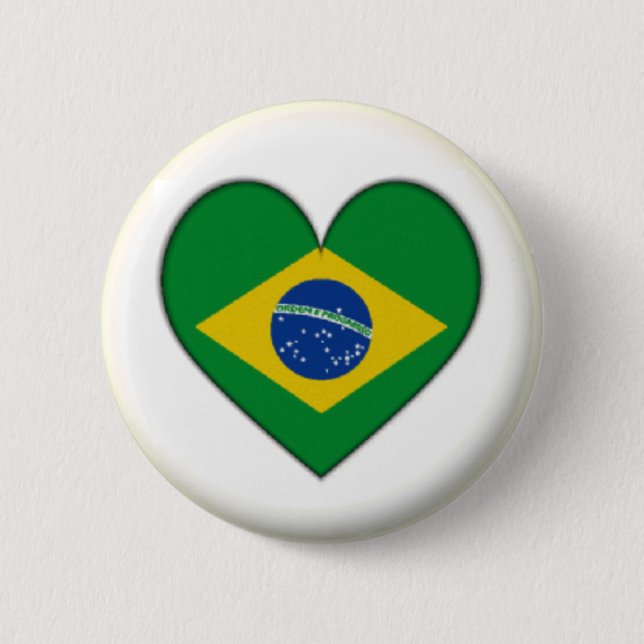 BRAND NEW!! - BRAZIL HEART PIN BACK BADGE (Front)