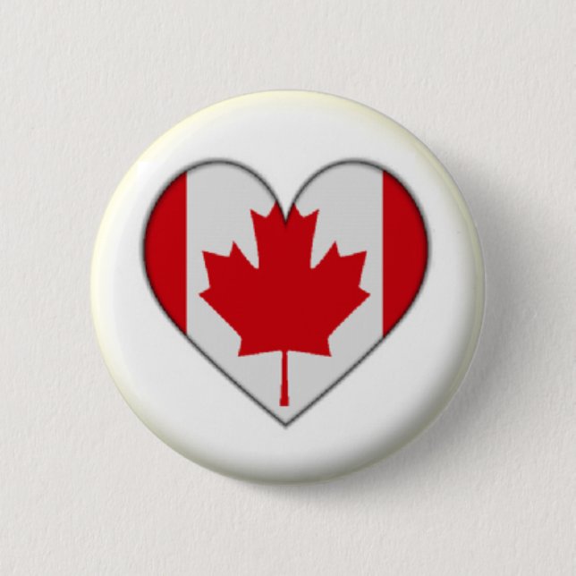 BRAND NEW!! - CANADA HEART PIN BACK BADGE (Front)