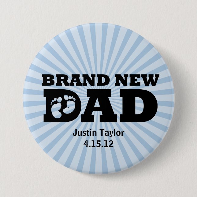 Brand New Dad Personalised Button (Front)