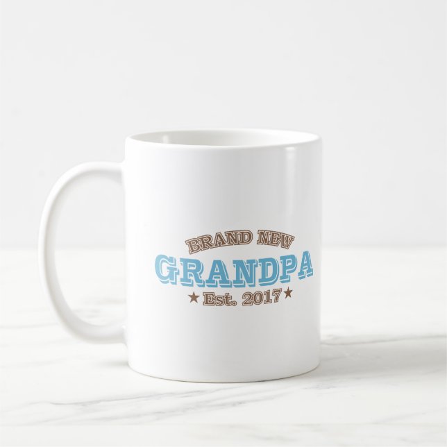 Brand New Grandpa Est. 2017 (Blue) Coffee Mug (Left)