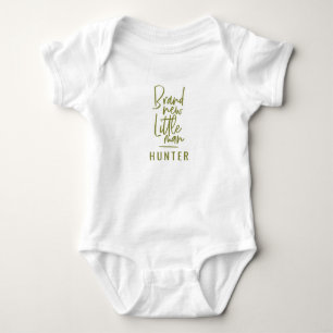 Brand new little man hand drawn baby boy bodysuit