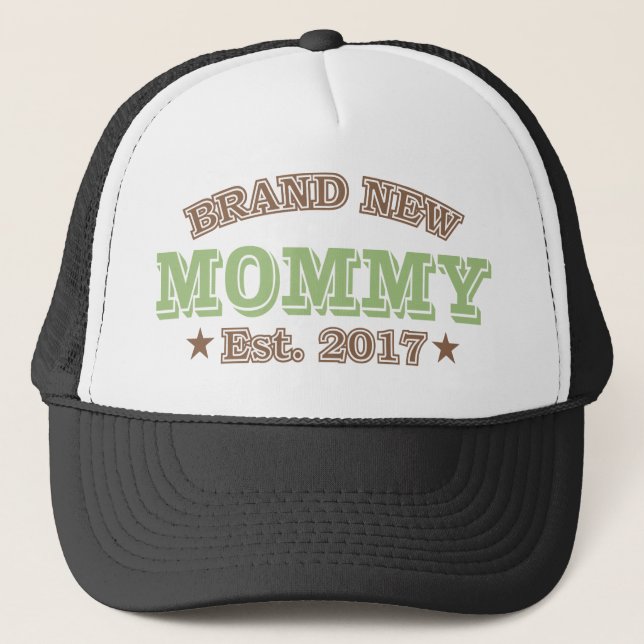 Brand New Mummy Est. 2017 (Green) Trucker Hat (Front)