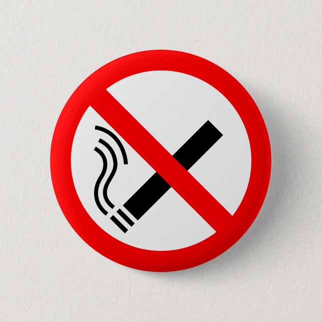 BRAND NEW!! - NO SMOKING PIN BACK BADGE (Front)