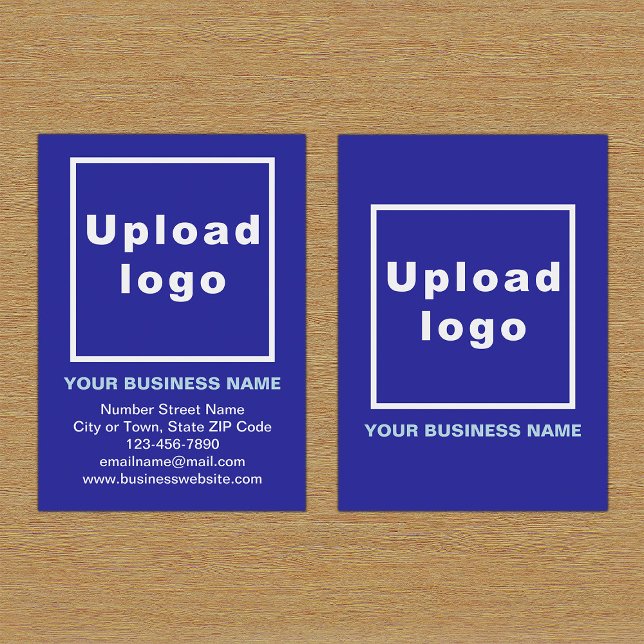 Brand on Blue Portrait Business Card (Front and back of the blue business card with your brand)