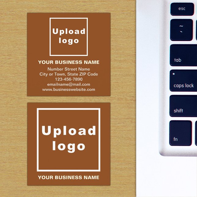 Brand on Brown Square Business Card (Brown square business card with your business brand)