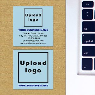 Brand on Light Blue Square Business Card