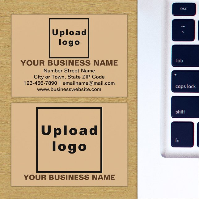 Brand on Light Brown Business Card (The front and back of the light brown business card with your brand)