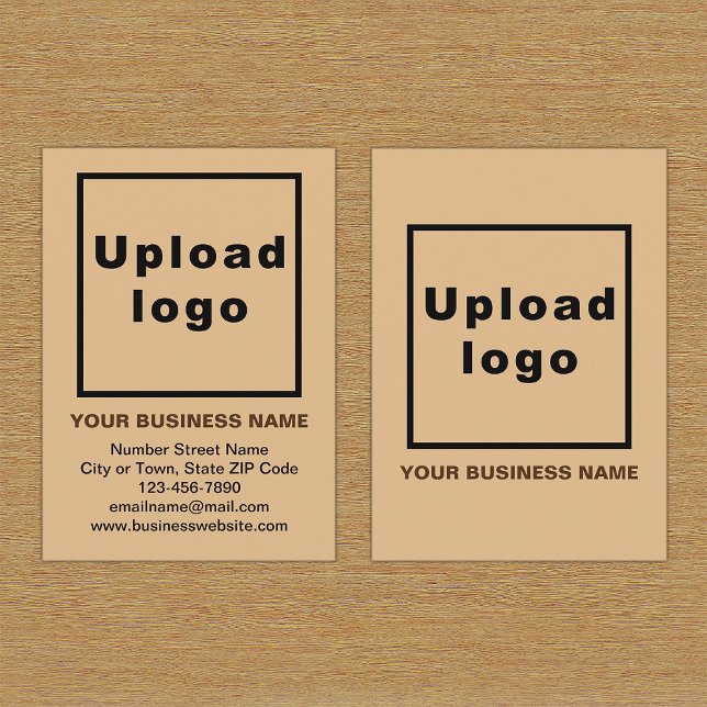 Brand on Light Brown Portrait Business Card (Front and back of the light brown business card with your brand)