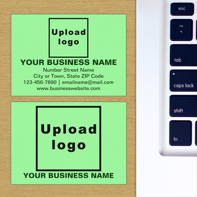 Brand on Light Green Business Card (The front and back of the light green business card with your brand)