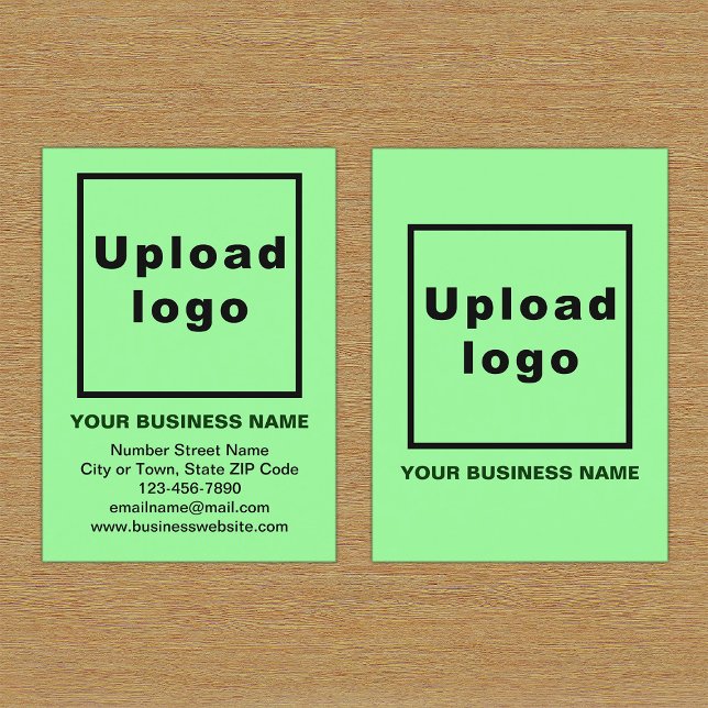 Brand on Light Green Portrait Business Card (Front and back of the light green business card with your brand)