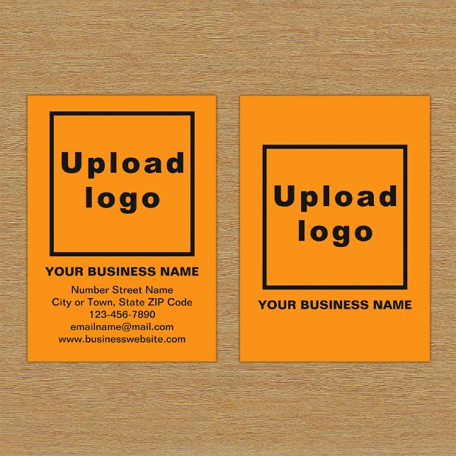 Brand on Orange Portrait Business Card (Front and back of the orange business card with your brand)
