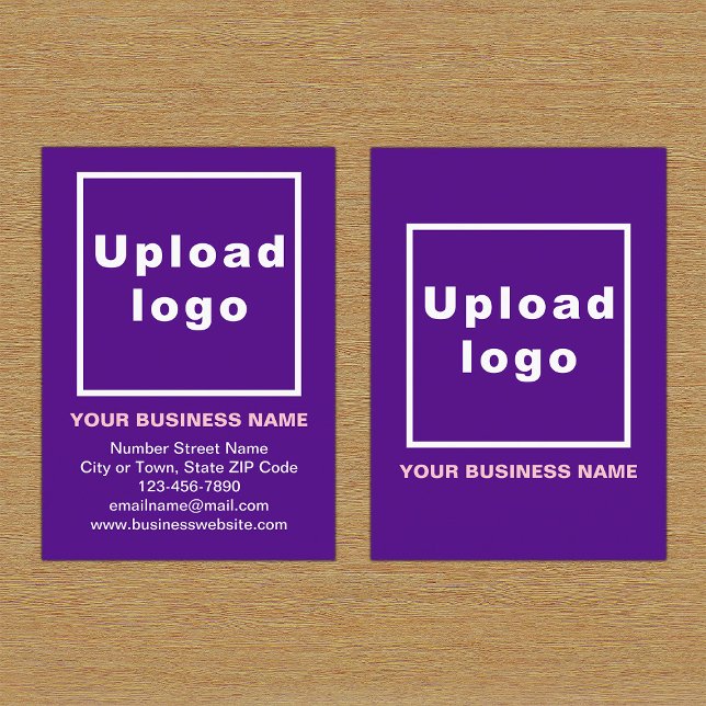 Brand on Purple Portrait Business Card (Front and back of the purple business card with your brand)