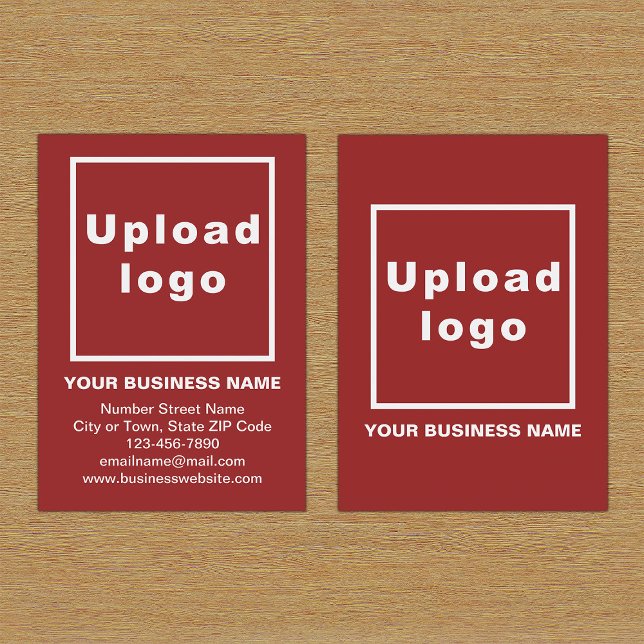 Brand on Red Portrait Business Card (Front and back of the red business card with your brand)