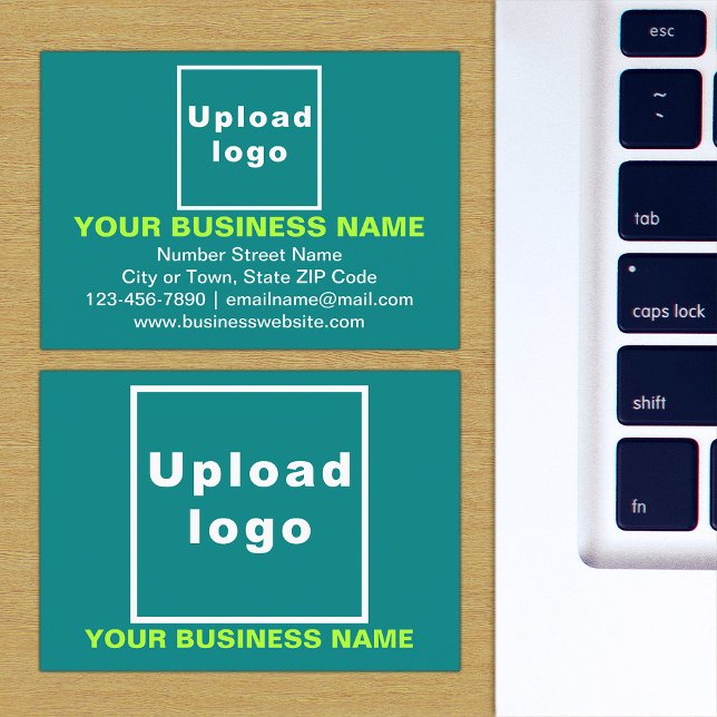 Brand on Teal Green Business Card (The front and back of the teal green business card with your brand)