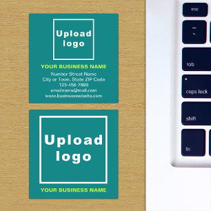 Brand on Teal Green Square Business Card
