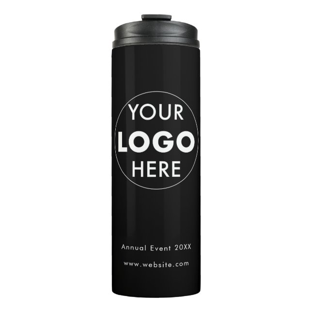 Brand on the Go: Black Custom Logo  Thermal Tumbler (Front)