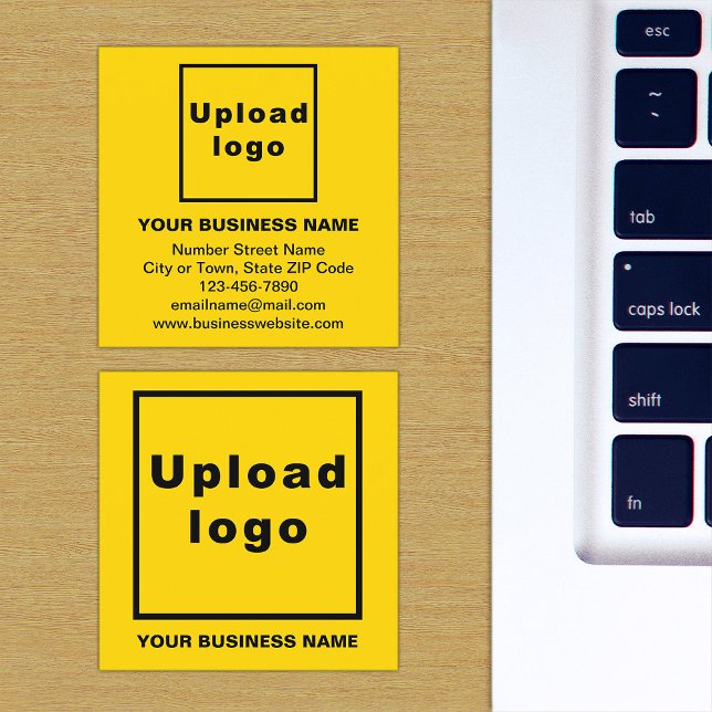 Brand on Yellow Square Business Card (Yellow square business card with your business brand)