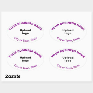 Brand Oval Pattern Purple Texts on White Sticker