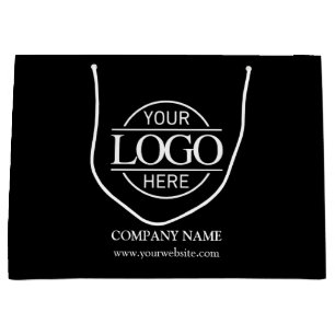 Branded Black and White Business Logo Promotional Large Gift Bag