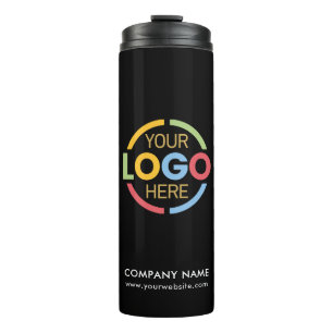 Branded Black Promotional Company Business Logo Thermal Tumbler