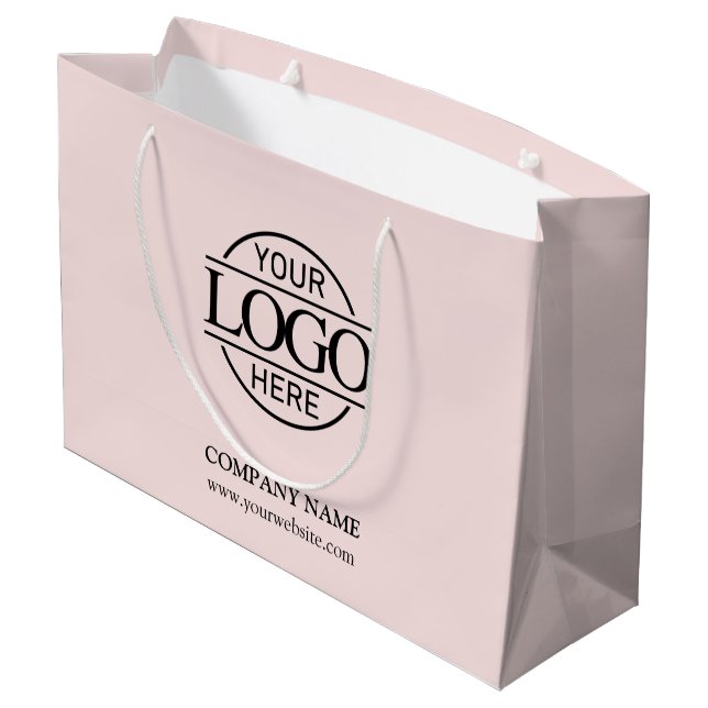 Branded Blush Pink Business Logo Promotional Large Gift Bag (Back Angled)