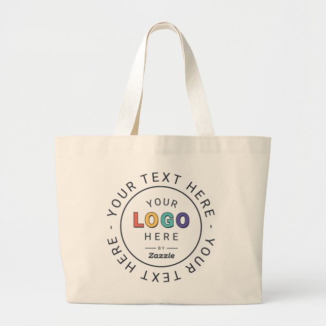 Branded Brand Logo and Text Large Tote Bag (Front)