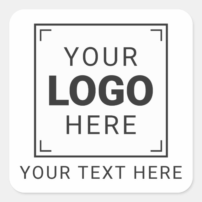 Branded Brand Logo and Text Square Sticker (Front)