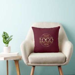 Branded Burgundy Corporate Company Business Logo Cushion