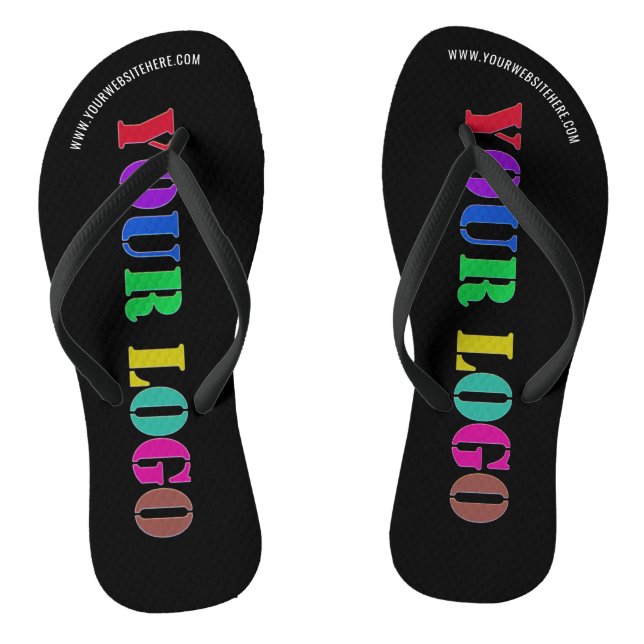 Branded Company Logo and Text Flip Flops Template (Footbed)