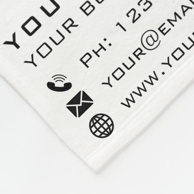 Branded Company Name Text Fleece Blanket Example (Corner)