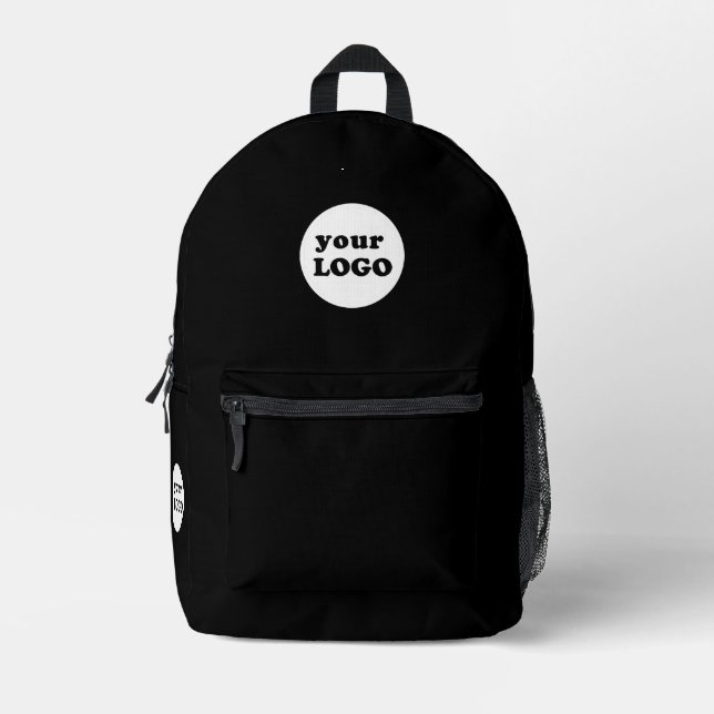 Branded Custom Business Logo Black Printed Backpack (Front)