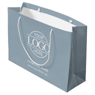 Branded Dusty Blue Business Logo Promotional Large Gift Bag