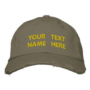 Branded Embroidered Hat with Custom Text Example