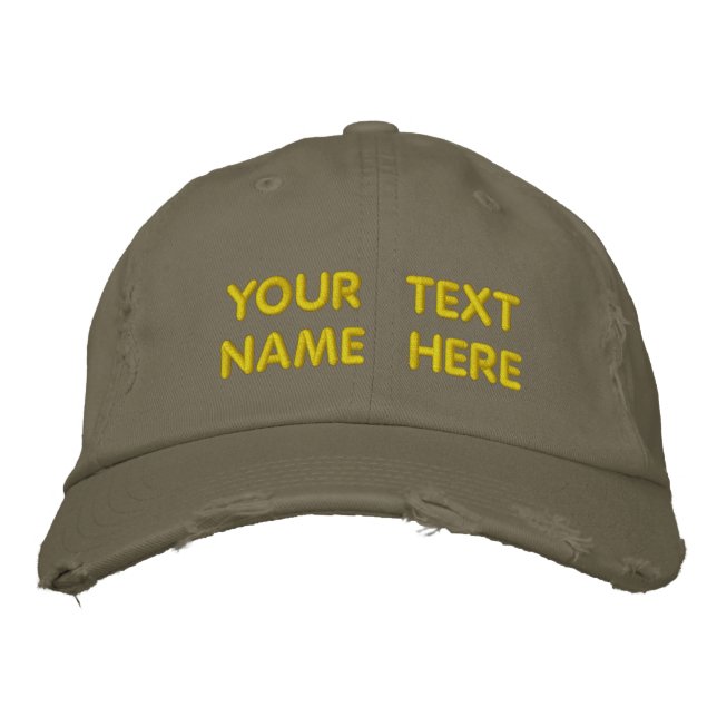 Branded Embroidered Hat with Custom Text Example (Front)