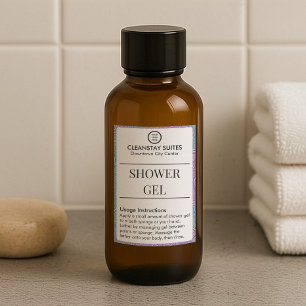 Branded Floral Border Waterproof Shower Gel Label