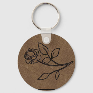 BRANDED LEATHER Rose KeyChain
