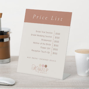 Branded Logo Makeup Artist Price List Pedestal Sign