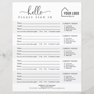 Branded Logo Real Estate Open House Sign-in Sheet