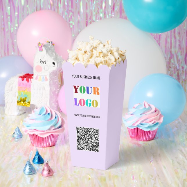 Branded Logo Text and QR Code Popcorn Box Template (Party)