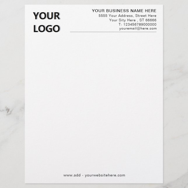 Branded Logo Text Info Business Letterhead Example (Front)