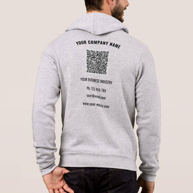 Branded Logo Text QR Code Business Hoodie Template (Back)